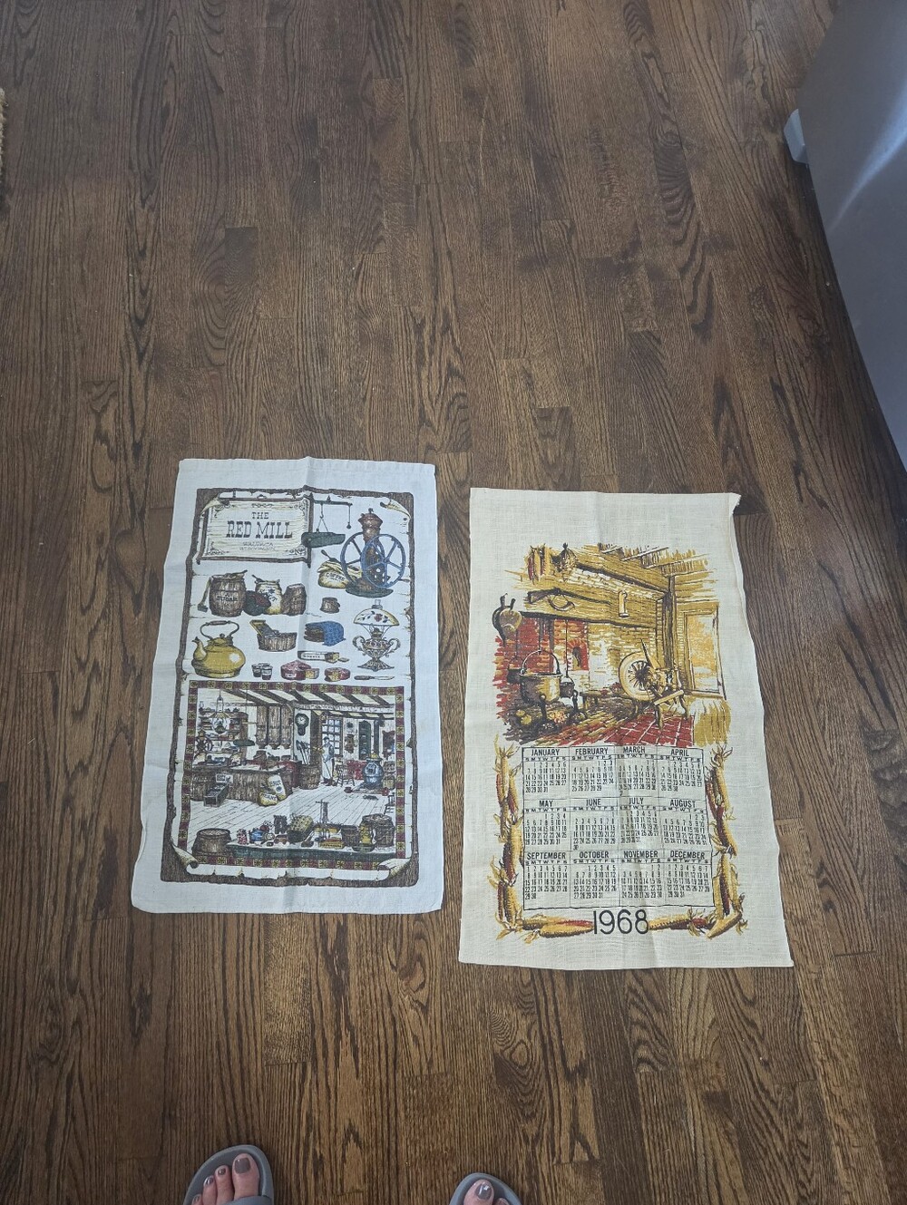 Two Vintage Kitchen Towels. 100% Linen.